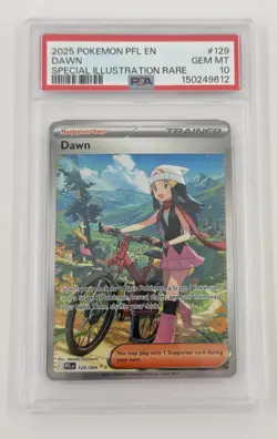 2025 POKEMON PFL EN-PHANTASMAL FLAMES SIR #129 DAWN PSA 10 SLAB DAMAGE - Image 1