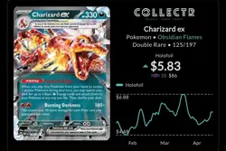Charizard EX 125/197 Holo Double Rare Obsidian Flames Pokemon - Image 3