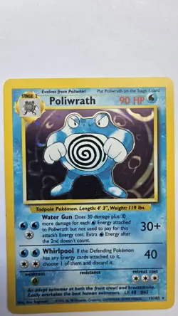Poliwrath 13/102 Base Set 1999 WOTC Holo Rare Unlimited NM Pokemon Card - Image 2