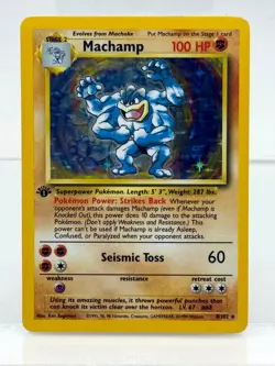 1st Edition Machamp 8/102 Base Set Holo Rare Vintage 1999 Pokemon Card - Image 1