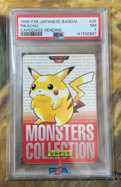 Pikachu 1996 Bandai Pokemon Carddass Vending Red Japanese PSA 7 #2772 - Image 1