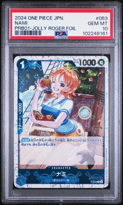 2024 One Piece Japanese Prb01 Nami Jolly Roger Foil PSA 10 #053 - Image 1