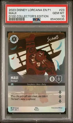 2023 DISNEY LORCANA EN P1-PROMO #23 MAUI - DEMIGOD PSA 10 - Image 1