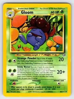 Gloom 36/111 2000 Neo Genesis Pokemon Card TCG Vintage WOTC Nintendo - VLP - Image 1