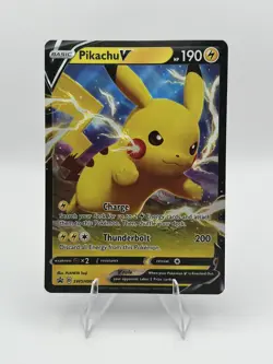 Pokemon TCG Pikachu v SWSH061 Full Art Holo Card Sword and Shield Promo - Image 1