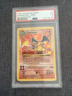 1999 POKEMON BASE SET SHADOWLESS #4 CHARIZARD-HOLO PSA 5 - Image 1