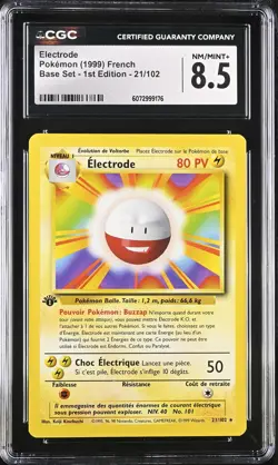 CGC 8.5 Electrode 1999 Base Set 1st Edition 21/102 FRENCH Pokemon Card - Image 1