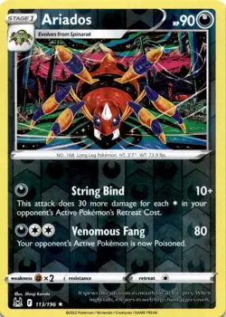 ARIADOS 113/196 R LOST ORIGIN POKEMON REVERSE HOLO MP - Image 1