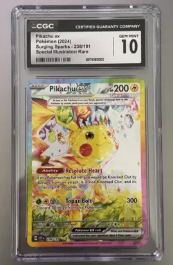 Pokemon Pikachu ex Surging Sparks Special Illustration Rare #238 CGC 10 Gem Mint - Image 1