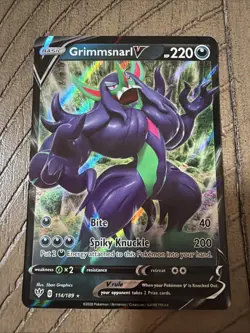 2020 Pokemon TCG: Darkness Ablaze- Grimmsnarl V (#114/189) Ultra Rare - Image 1