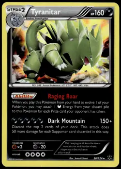 Tyranitar 56/124 Holo Rare Fates Collide Pokemon Holo NM - Image 1