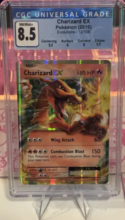 2016 POKEMON XY EVOLUTIONS CHARIZARD EX 12/108 ULTRA RARE CGC 8.5 - Image 1