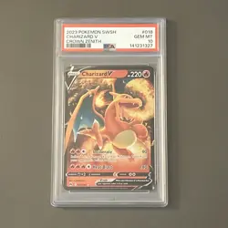 Pokemon TCG: 2023 Charizard V 018/159 Sword & Shield Crown Zenith Holo PSA 10 - Image 1