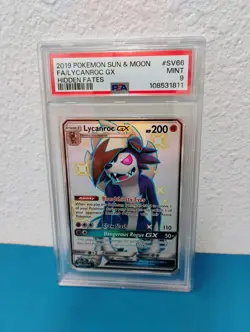 Hidden Fates Lycanroc GX SV66 Sun & Moon PSA 9 Pokemon TCG - Image 1