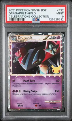 2021 POKEMON SWSH BLACK STAR PROMO CELEBRATIONS COLL #132 DRAGAPULT-HOLO PSA 9 - Image 1