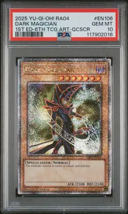 2025 YU-GI-OH! RA04-QUARTER CENTURY 1ST ED #EN106 6th Art DARK MAGICIAN PSA 10 - Image 1