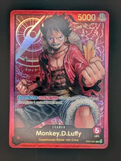 One Piece TCG MONKEY.D. LUFFY ENGLISH PRE-ERRATA FOIL LEADER ST01-001 EN *NM* - Image 2