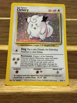 Pokemon TCG Clefairy Base Set Holo Unlimited Rare Card 5/102 - Image 1