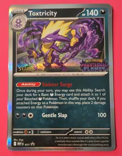 Pokemon Toxtricity 017 Phantasmal Flames Prerelease Stamped Staff Promo Holo - Image 1