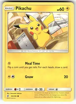 Pikachu (55) SM - Unified Minds Common Pokemon Near Mint or Better - Image 1