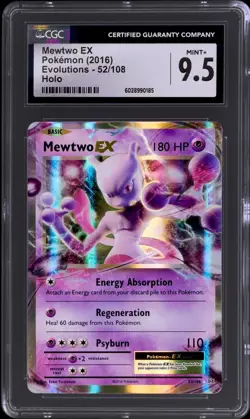 Pokemon Mewtwo EX #52 XY Evolutions 2016 CGC 9.5 - Image 1