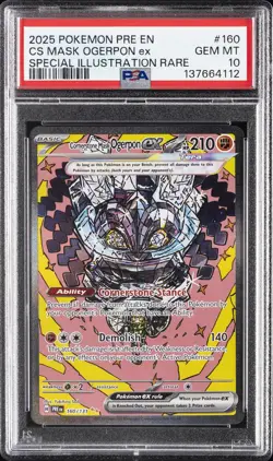 2025 POKEMON PRE EN-PRISMATIC EVOLUTIONS #160 CORNERSTONE MASK OGERPON EX PSA 10 - Image 1