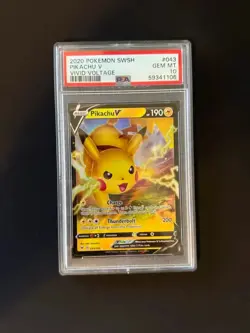 Pikachu V 043/185 - PSA 10 - 2020 Pokemon TCG - SWSH Vivid Voltage - Image 1