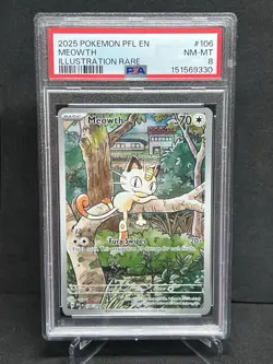 Pokemon Meowth IR 106/094 Phantasmal Flames PSA 8 - Image 1