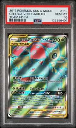 Pokemon Celebi & Venusaur GX Full Art Tag Team Team Up #159 PSA 10 Gem Mint - Image 1