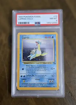 POKEMON 1999 Fossil #10 LAPRAS Holo PSA 8 RARE - Image 1