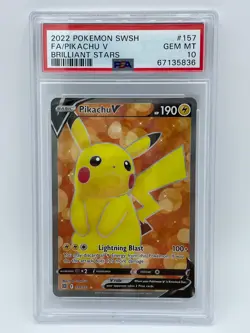 Pokemon SWSH 2022 Brilliant Stars #157/172 FA/PIKACHU V FULL ART PSA 10 GEM MINT - Image 1