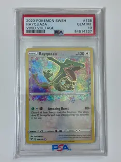 2020 POKEMON SWORD & SHIELD VIVID VOLTAGE #138 RAYQUAZA AMAZING RARE PSA 10 - Image 1