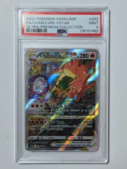 2022 POKEMON SWSH BLACK STAR PROMO UPC #262 FULL ART CHARIZARD VSTAR MINT PSA 9 - Image 1