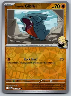 Pokemon Destined Rivals - Reverse Holo Cynthia's Gible 102 - Image 1