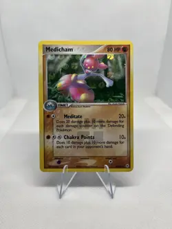 2004 Pokemon MEDICHAM Ex Hidden Legends Set REVERSE HOLO Foil Rare Card 10/101 - Image 1