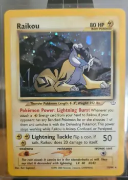 Pokemon TCG Raikou Holo Rare Vintage Neo Revelation Card 13/64 Unlimited Nm - Image 1