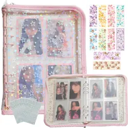 Kpop Photocard Binder with 6 Stickers Sheet & 50 Shinning Protective Card Sle... - Image 1