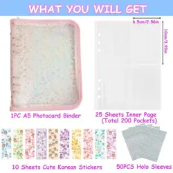 Kpop Photocard Binder with 6 Stickers Sheet & 50 Shinning Protective Card Sle... - Image 2
