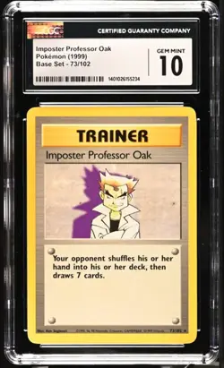CGC 10 - 1999 Base Set Imposter Professor Oak 73/102 RARE Pokemon Card - Image 1