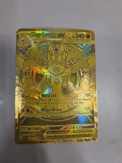 Golden Mega Lucario EX 188/132 Mega Hyper Rare Full Art Holo Pokemon TCG - Image 1