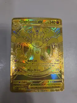 Golden Mega Lucario EX 188/132 Mega Hyper Rare Full Art Holo Pokemon TCG - Image 2
