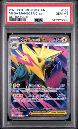 2025 Pokemon Meg En-Mega Evolution #158 Mega Manectric Ex Ultra Rare PSA 10 - Image 1
