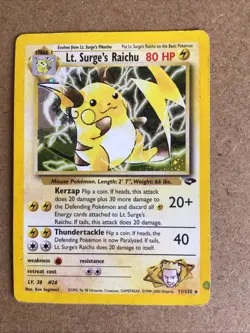 Pokemon TCG Lt. Surge's Raichu 11/132 Holo Rare Gym Challenge - Image 1