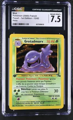 CGC 7.5 FRENCH Muk 2000 Fossil 1st Edition 13/62 Holo Pokemon Card - Image 1