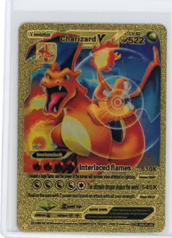 Pokemon Gold Foil Fan Art Card CHARIZARD V 522HP SRL07-03 - Image 1