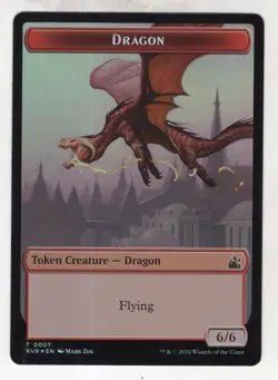 MTG Ravnica Remastered Double Sided Foil Token Card #7 Dragon // #8 Goblin - Image 1