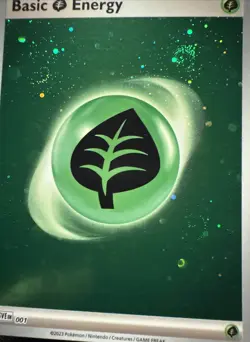Pokemon 151 TCG Legit HD Cosmo Holo Grass Energy 3 Swirl - Image 1