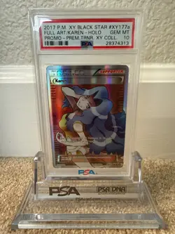 2017 POKEMON XY BLACK STAR PROMO PREM TRAINER XY COLL FULL ART/KAREN PSA 10 - Image 1