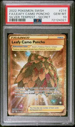 2022 POKEMON SWORD & SHIELD SILVER TEMPEST FULL ART/LEAFY CAMO PONCHO PSA 10 - Image 1