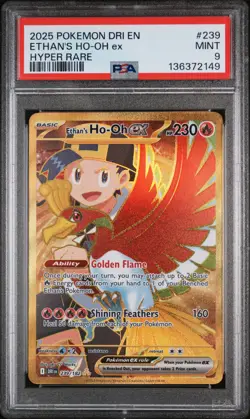 2025 POKEMON DRI EN-DESTINED RIVALS HYPER RARE #239 ETHAN'S HO-OH EX PSA 9 - Image 1
